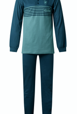 Lunatex Outfitter Lenn Herenpyjama Katoen – Lichtgroen met Petrol
