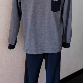 Garcia katoenen Single jersey herenpyjama marineblauw gecombineerd met wit