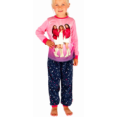 K3 Meisjes pyjama  jasje kleur roze velours & broek antracietgrijs met print fleecestof
