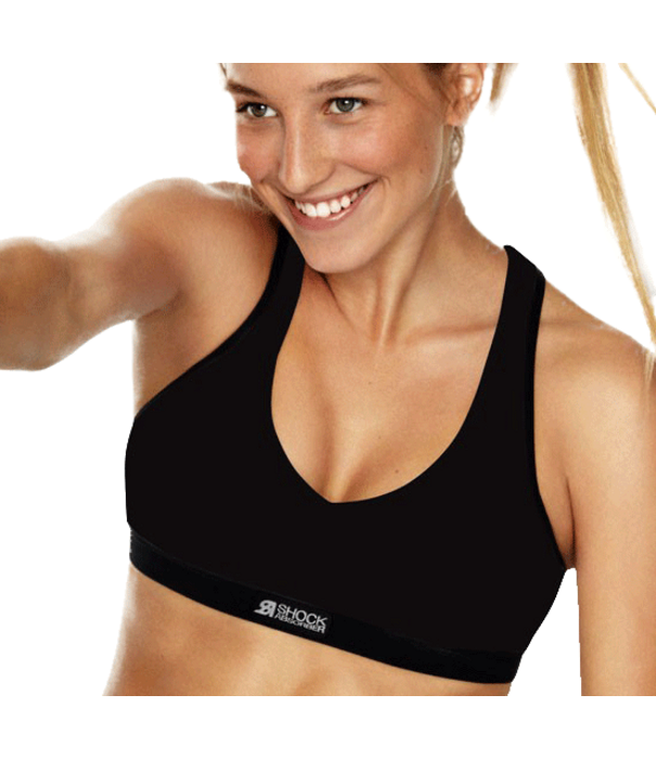 Shock Absorber   Push Up Sport top in basis kleur zwart mt D80