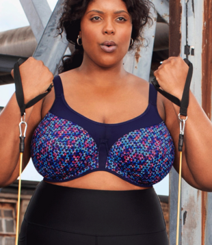 Elomi  Energise SportBh met beugel kleur blauw met geoprint