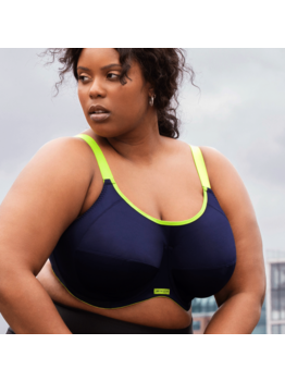Elomi Energise SportBh met beugel kleur navy bies limegroen