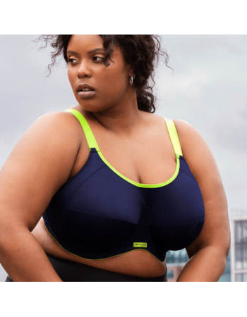 Elomi  Energise SportBh met beugel kleur navy bies limegroen