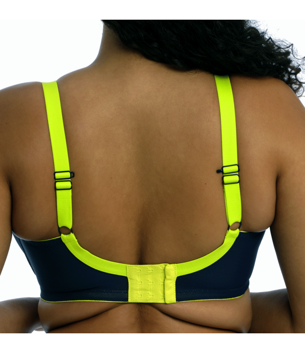 Elomi  Elomi Energise sport‑bh met bredere beugel – navy met limegroene bies – in grote maten