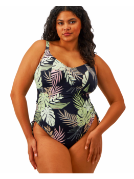 Elomi Elomi Tropical Retreat badpak zonder beugel kleur zwart print jungle blad