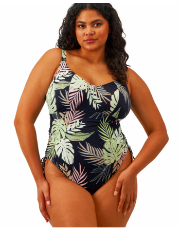 Elomi Tropical Retreat badpak zonder beugel kleur zwart print jungle blad