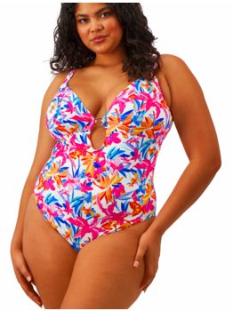 Elomi Elomi Savaneta badpak zonder beugel kleur wit met print bloem gecombineerd