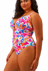 Elomi Elomi Savaneta badpak zonder beugel kleur wit met print bloem gecombineerd