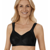 Amoena Isadora prothese bh zonder beugel – kleur zwart – stevige tweedelige cup, katoenen prothesehoesjes & elegant Paisley‑motief