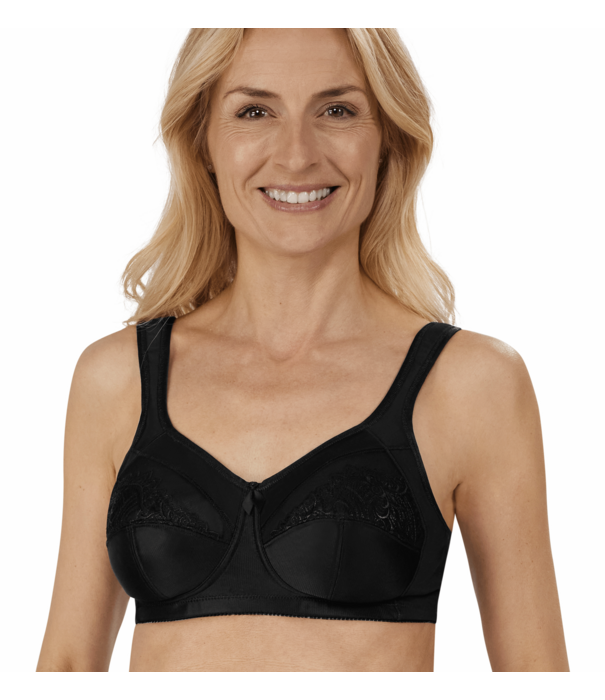 Amoena  Amoena Isadora prothese bh zonder beugel – kleur zwart – stevige tweedelige cup, katoenen prothesehoesjes & elegant Paisley‑motief
