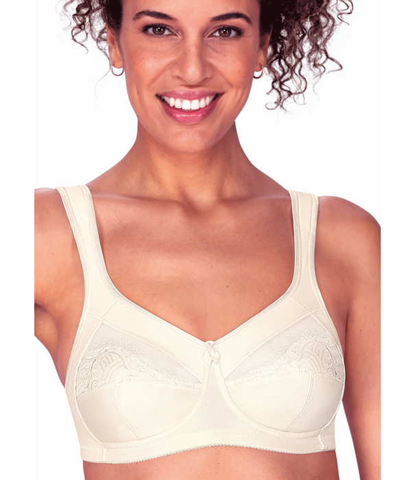 Amoena  Amoena Isadora prothese bh zonder beugel – kleur ivoor – stevige tweedelige cup, katoenen/tule prothesehoesjes & elegant Paisley‑motief