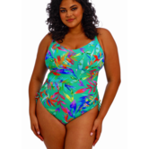 Elomi Toyama Tides lichtgewicht badpak zonder beugel in jade met botanische print