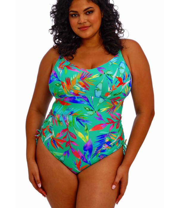 Elomi  Elomi Toyama Tides lichtgewicht badpak zonder beugel in jade met botanische print