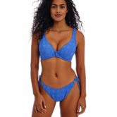 Nomad Nights  high apex bikinitop met beugel kleur atlantich blue gecombineerd met elastisch borduursel