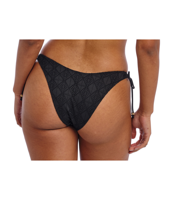 Freya Freya Nomad Nights laag model bikinibroekje  met sierstrikjes basis kleur zwart