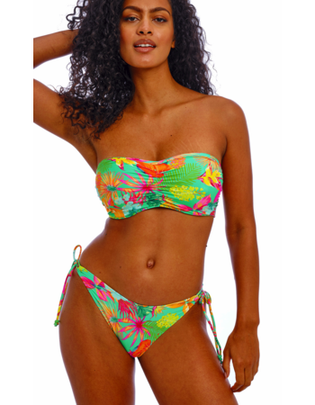 Freya Isla Magarita bandeau bikinitop met beugel kleur jade met caribische print
