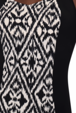 Amoena  Salta hooggesloten full body  prothese badpak, zonder beugel, licht voorgevormd, zwart-print off-white