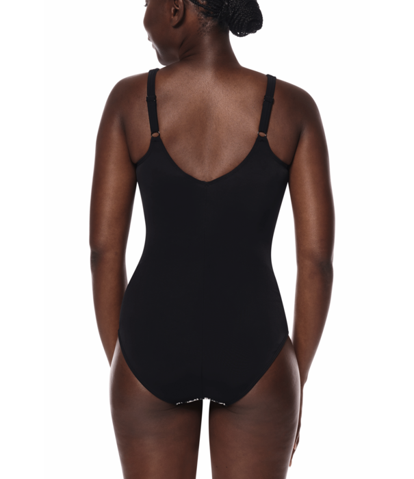 Amoena  Amoena Salta hooggesloten full body prothese badpak – Zwart/Off‑white Tribal