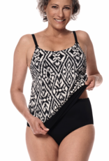 Amoena  Amoena Salta tankinitop zonder beugel – Prothese tankini top Off‑white/Zwart  Bodyfashion Born