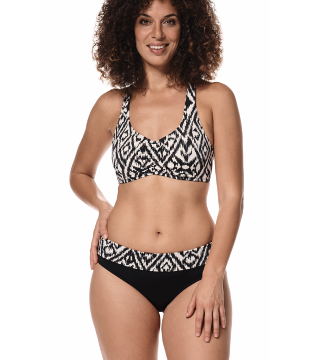 Amoena  Amoena Salta bandeau prothese bikinitop zonder beugel – Off‑white/Zwart