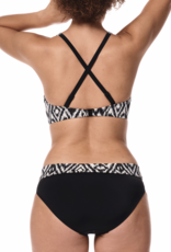 Amoena Salta (prothese) bikinitop zonder beugel, licht voorgevormd, in bandeau model, kleur off/white met tribal print kleur zwart