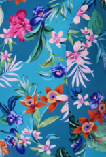 Amoena  Alvor hooggesloten full body prothese badpak zonder beugel & licht voorgevormde cup kleur turquoise met botantische print