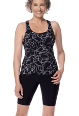 Amoena  Lagos aansluitende prothese Tankinitop zonder beugel, kleur zwart-print wit
