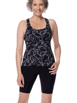 Amoena  Lagos aansluitende prothese Tankinitop zonder beugel, kleur zwart-print wit