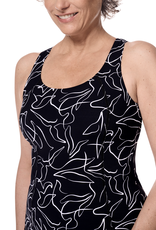 Amoena  Lagos aansluitende prothese Tankinitop zonder beugel, kleur zwart-print wit