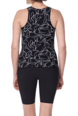 Amoena  Lagos aansluitende prothese Tankinitop zonder beugel, kleur zwart-print wit