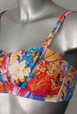 Kuala Lumpur (Prothese) bikinitop zonder beugel, bandeau model met  frisse bloemenprint