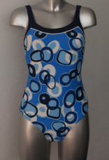 Susa Alice hooggesloten prothese badpak bue met print wit en diverse blauwtinten mt B38/B75