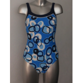 Susa Alice hooggesloten prothese badpak bue met print wit en diverse blauwtinten mt B38/B75