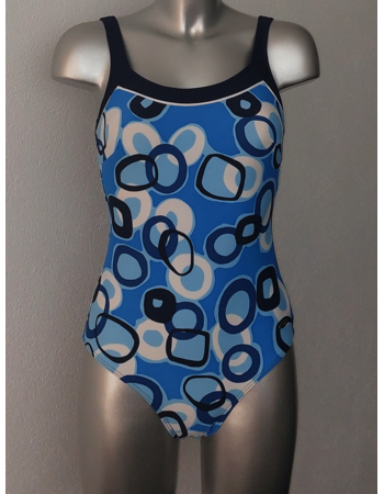 Susa Alice hooggesloten prothese badpak bue met print wit en diverse blauwtinten mt B38/B75