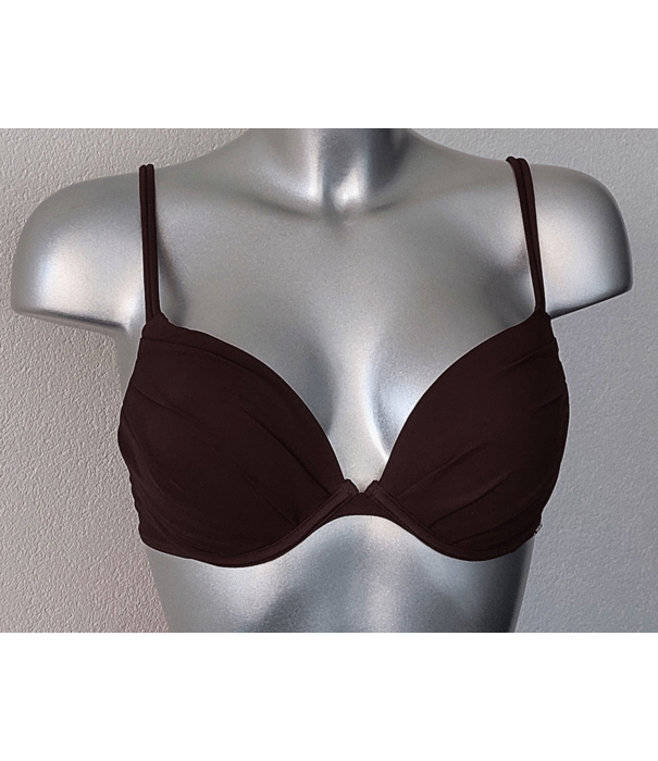 bikinitop met beugel & lichte gelvulling in cups kleur choco