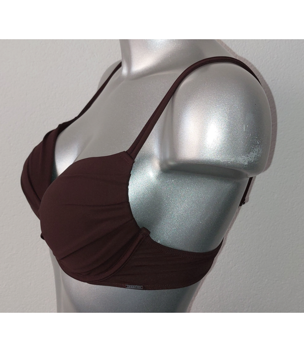 bikinitop met beugel & lichte gelvulling in cups kleur choco