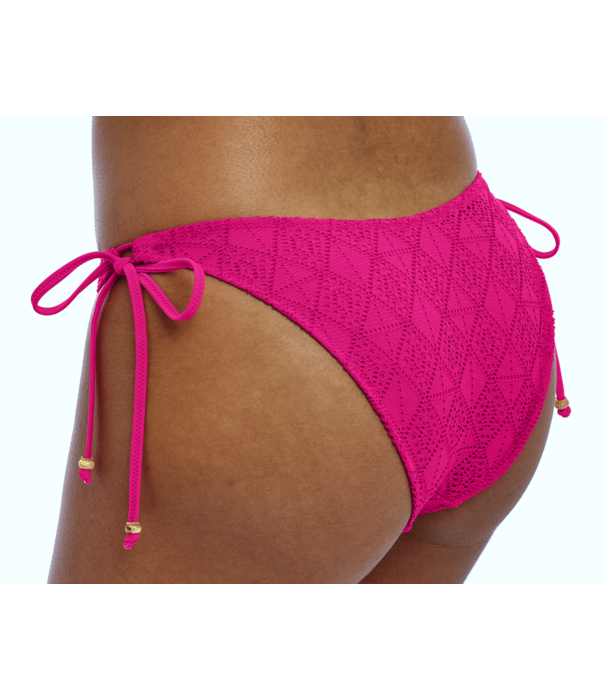 Freya Freya Nomad Nights laag model bikinibroekje  met sierstrikjes kleur fuchsia