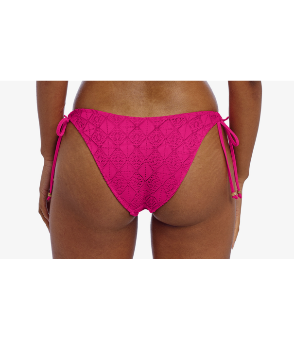 Freya Freya Nomad Nights laag model bikinibroekje  met sierstrikjes kleur fuchsia