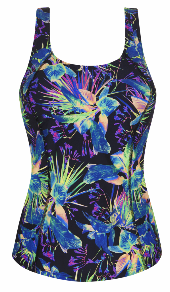 Amoena  Lagos aansluitende prothese Tankinitop zonder beugel, kleur zwart-print multicolour