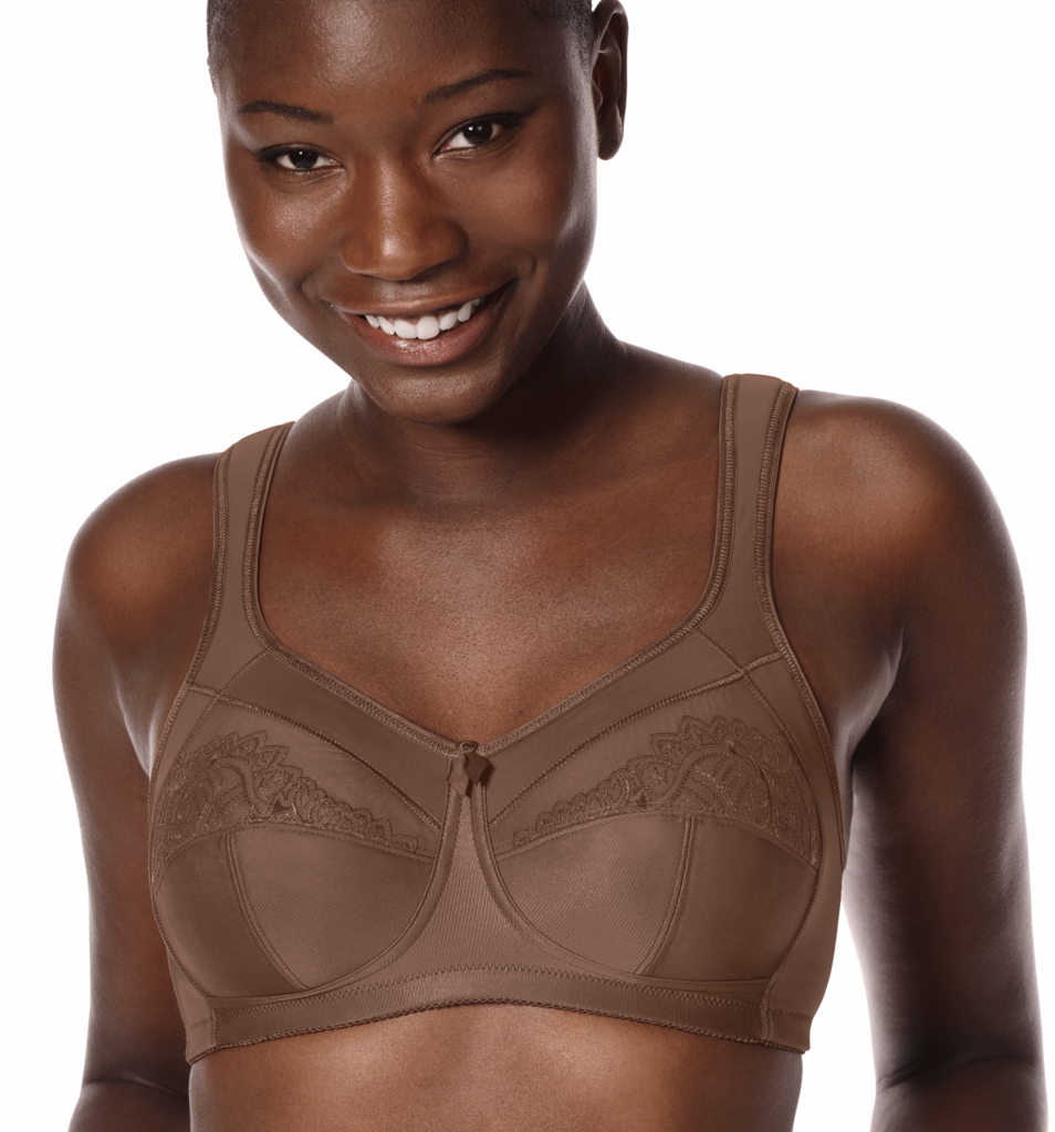 Amoena  Amoena Isadora prothese bh zonder beugel – kleur  mocha – stevige tweedelige cup, katoenen prothesehoesjes & elegant Paisley‑motief