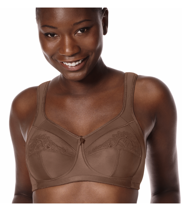 Amoena  Amoena Isadora prothese bh zonder beugel – kleur  mocha – stevige tweedelige cup, katoenen prothesehoesjes & elegant Paisley‑motief
