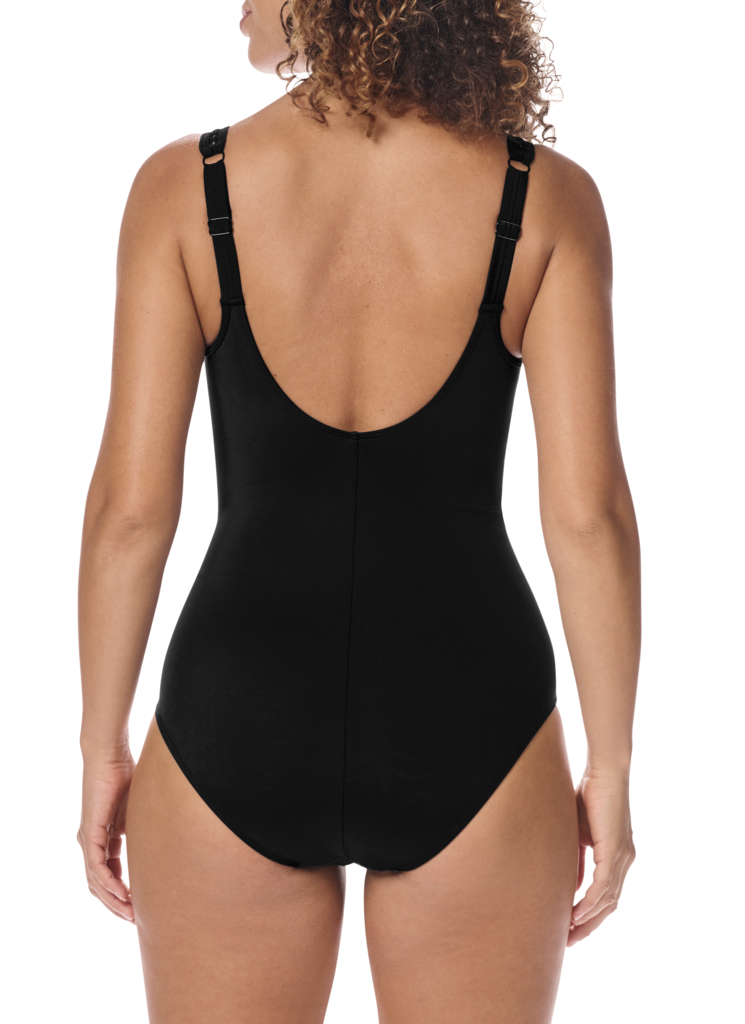 Amoena Amoena Palermo hooggesloten full body  prothese badpak, zonder beugel, licht voorgevormd, zwart-print off-white