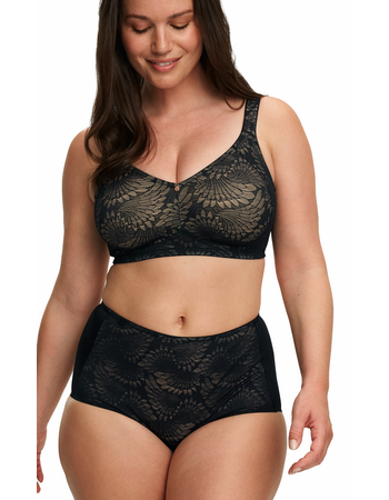 Susa Sevilla bh zonder beugel basis kleur zwart met inzet cup kleur sand