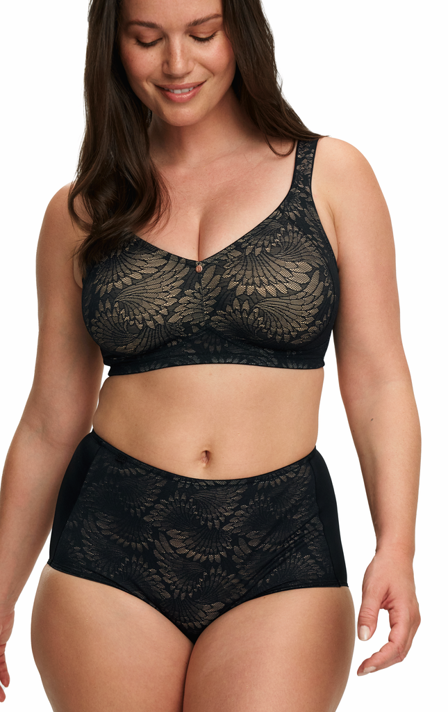 Susa Sevilla bh zonder beugel basis kleur zwart met inzet cup kleur sand