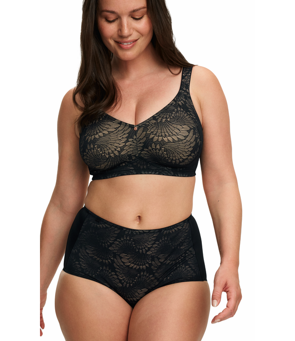 Susa Sevilla bh zonder beugel basis kleur zwart met inzet cup kleur sand