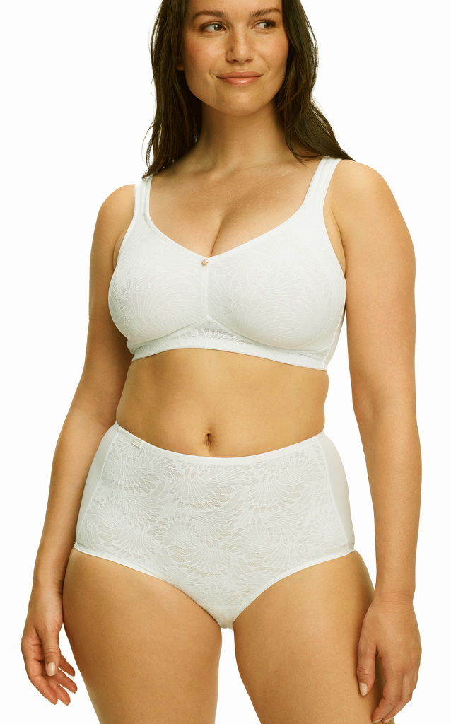 Susa Sevilla bh zonder beugel basis kleur ivoor, gecombineerd met ingeweven borduursel