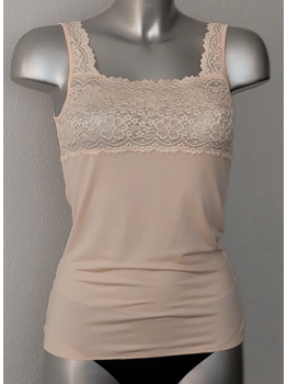 Nina von C Nina von C -Liviya (prothese) top in modal/viscose kwaliteit met breed elastisch kant kleur peach