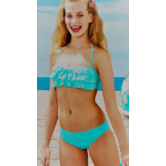 Elsa bandeau bikinitop met bijpassende bikinislip kleur turqouise