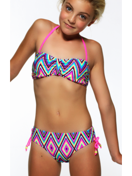 Boobs & Bloomers Ella bandeaubikinitop & bikinibroekje zig zag multicolour