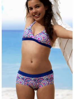 Boobs & Bloomers Vivian halterbikinitop met boxershort in zomerse mandalaprint